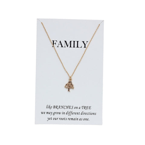 Wish Card Family Hollow Life Tree Necklace for Women Pendant Gold Silver Jewelry Friendship Gift With Card Jewelry CN79