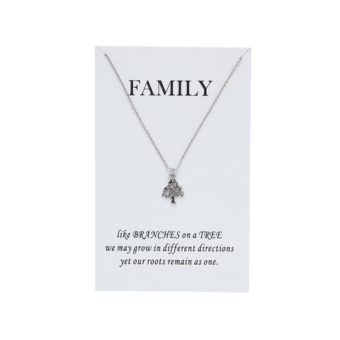 Wish Card Family Hollow Life Tree Necklace for Women Pendant Gold Silver Jewelry Friendship Gift With Card Jewelry CN79