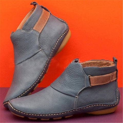 Women's PU Leather Ankle Boots Women Autumn Winter Cross Strappy Vintage Women Punk Boots Flat Ladies Shoes Woman Botas Mujer