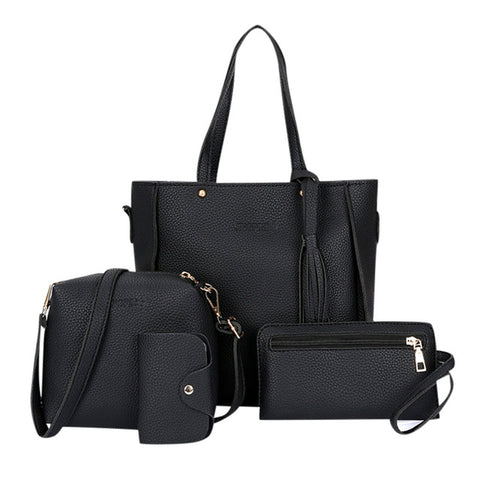 4pc Leather Woman bag 2019 New Fashion Four-Piece Shoulder Bag Messenger Bag Wallet Handbag
