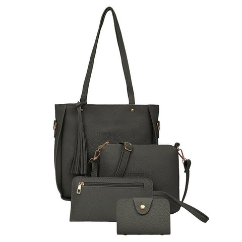 4pc Leather Woman bag 2019 New Fashion Four-Piece Shoulder Bag Messenger Bag Wallet Handbag