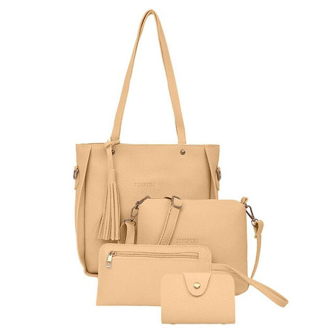 4pc Leather Woman bag 2019 New Fashion Four-Piece Shoulder Bag Messenger Bag Wallet Handbag