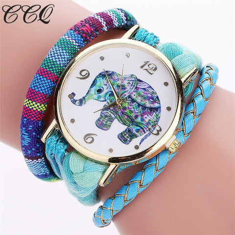 CCQ Brand Handmade Braided Women Elephant Wrist Watch Fashion Rope Ladies Quarzt Watches Relogio Feminino 2079