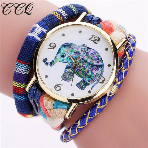 CCQ Brand Handmade Braided Women Elephant Wrist Watch Fashion Rope Ladies Quarzt Watches Relogio Feminino 2079