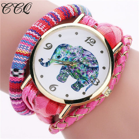 CCQ Brand Handmade Braided Women Elephant Wrist Watch Fashion Rope Ladies Quarzt Watches Relogio Feminino 2079