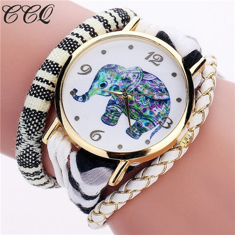 CCQ Brand Handmade Braided Women Elephant Wrist Watch Fashion Rope Ladies Quarzt Watches Relogio Feminino 2079