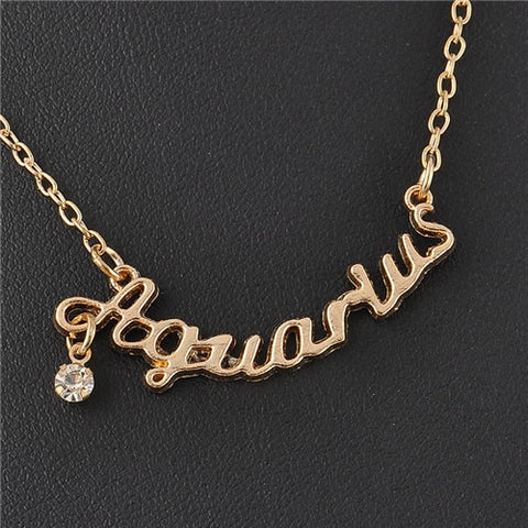 New Arrival Crystal 12 Zodiac Necklace Jewelry Zinc Alloy Infinity Choker Necklace For Women Wholesale P1114