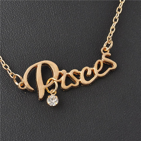 New Arrival Crystal 12 Zodiac Necklace Jewelry Zinc Alloy Infinity Choker Necklace For Women Wholesale P1114