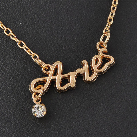 New Arrival Crystal 12 Zodiac Necklace Jewelry Zinc Alloy Infinity Choker Necklace For Women Wholesale P1114