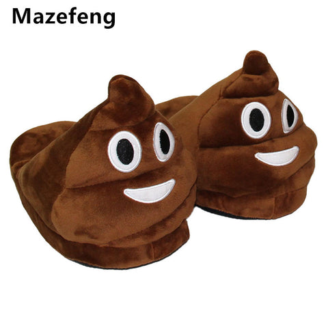 Mazefeng Cute Funny Winter Shoes Women Slippers Unisex Brown Fashion Plush Female Indoors Slippers Home Warm Slippers Ladies