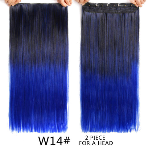 Alileader 56Cm 5 Clip In Hair Extension Heat Resistant Fake Hairpieces Long 22 Inch Straight Synthetic Full Head Colorful Hair