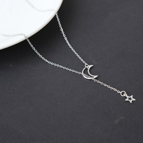 Fashion Moon Star Pendant Choker Necklace Gold Color Alloy Zinc Chain Necklace Necklace For Women Party Jewelry Archery Necklace