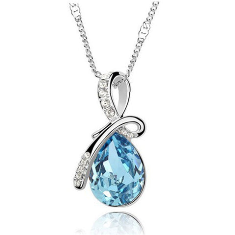 MISANANRYNE Fashion 10 Colors Austrian Crystal Water Drop Pendants&Necklaces Chain Necklace Fashion Jewelry For Women