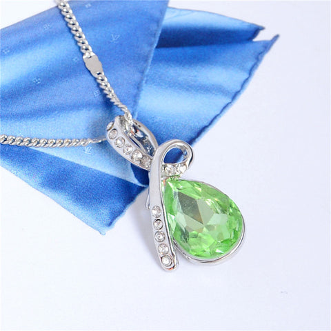 MISANANRYNE Fashion 10 Colors Austrian Crystal Water Drop Pendants&Necklaces Chain Necklace Fashion Jewelry For Women