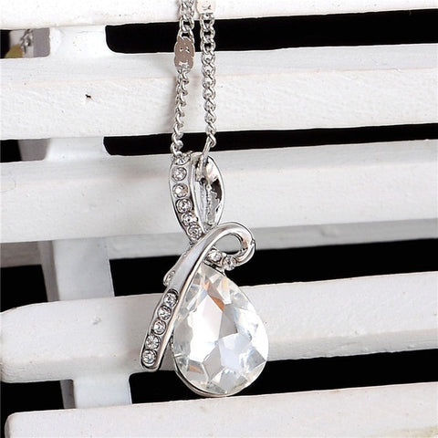 MISANANRYNE Fashion 10 Colors Austrian Crystal Water Drop Pendants&Necklaces Chain Necklace Fashion Jewelry For Women