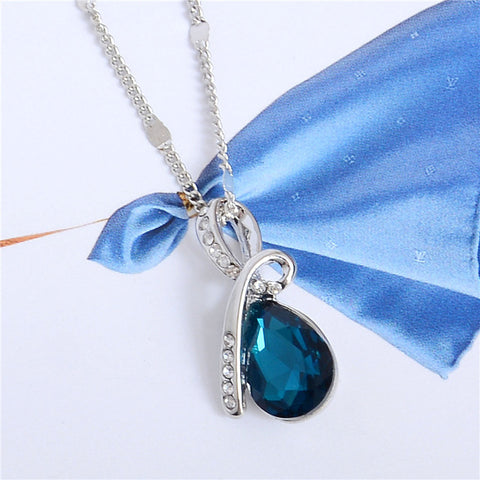 MISANANRYNE Fashion 10 Colors Austrian Crystal Water Drop Pendants&Necklaces Chain Necklace Fashion Jewelry For Women