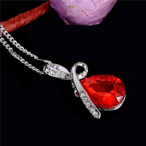 MISANANRYNE Fashion 10 Colors Austrian Crystal Water Drop Pendants&Necklaces Chain Necklace Fashion Jewelry For Women