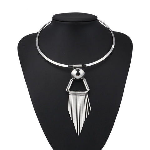 Tenande Punk Big Statement Stripe Triangle Tassel Necklace & Pendants for Women Simple Style Night Club Jewelry Bijuterias Colar