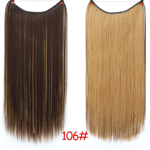 DIFEI 24 inches Clip on Wire Fish Line Hair Extensions Secret Invisible Wire One Piece for Ombre Hair Synthetic Hairpiece