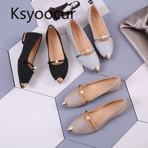 Brand Ksyoocur 2019 Spring New Ladies Flat Shoes Casual Women Shoes Comfortable Pointed Toe Flat Shoes 18-012