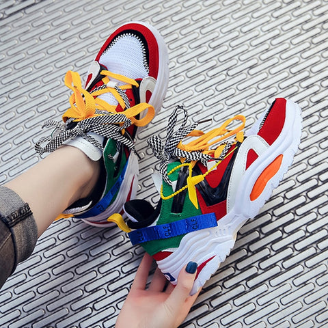 Fashion Sneakers Women Shoes New Women Vulcanize Shoes 2019 Platform Shoes Women Flats Female Chunky Sneakers Walking Shoes