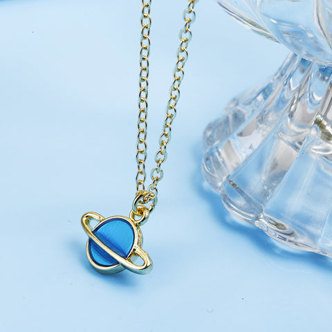 Fashion Choker Necklace Cartoon Enamel Star Moon Planet Pendant Chain Necklaces for Women Gifts Collares Collier Ketting Jewelry