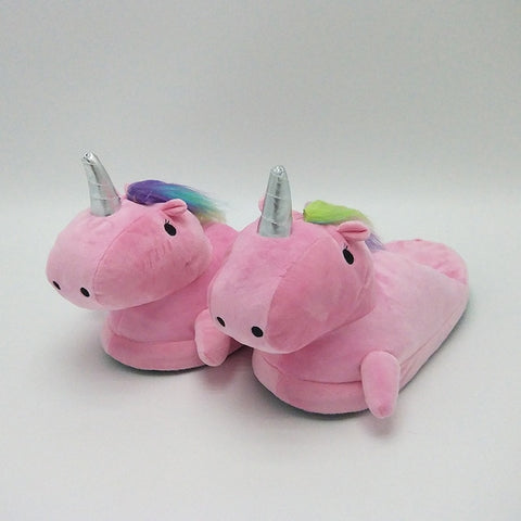 Unicorn Slippers Licorne Led Bed White Flats Winter Warm Wing Plush 2019 Adult Cartoon Women Unisex Home Indoor Shoes Light Cute