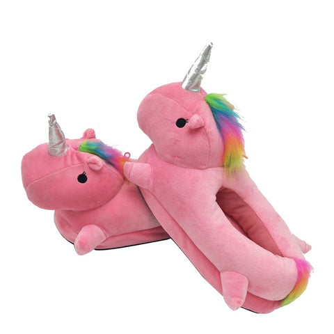 Unicorn Slippers Licorne Led Bed White Flats Winter Warm Wing Plush 2019 Adult Cartoon Women Unisex Home Indoor Shoes Light Cute