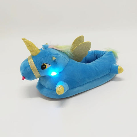 Unicorn Slippers Licorne Led Bed White Flats Winter Warm Wing Plush 2019 Adult Cartoon Women Unisex Home Indoor Shoes Light Cute
