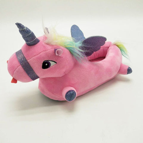Unicorn Slippers Licorne Led Bed White Flats Winter Warm Wing Plush 2019 Adult Cartoon Women Unisex Home Indoor Shoes Light Cute