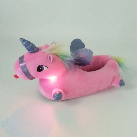 Unicorn Slippers Licorne Led Bed White Flats Winter Warm Wing Plush 2019 Adult Cartoon Women Unisex Home Indoor Shoes Light Cute