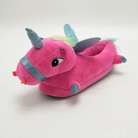 Unicorn Slippers Licorne Led Bed White Flats Winter Warm Wing Plush 2019 Adult Cartoon Women Unisex Home Indoor Shoes Light Cute