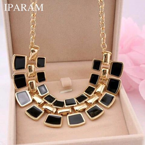 IPARAM 2019 Trendy Necklaces Pendants Link Chain Collar Long Plated Enamel Statement Bling & Fashion Necklace Women Jewelry