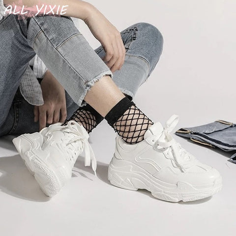 ALL YIXIE 2019 New Summer White Mesh Women Sneakers Fashion Thick Bottom Womens Platform Sneakers Casual Shoes Zapatos De Mujer