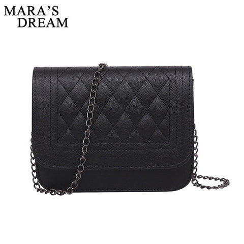 Mara's Dream 2019 PU Leather Women Messenger Bag Plaid Ladies Crossbody Bag Chain Trendy Candy Color Small Flap Shopping Handbag