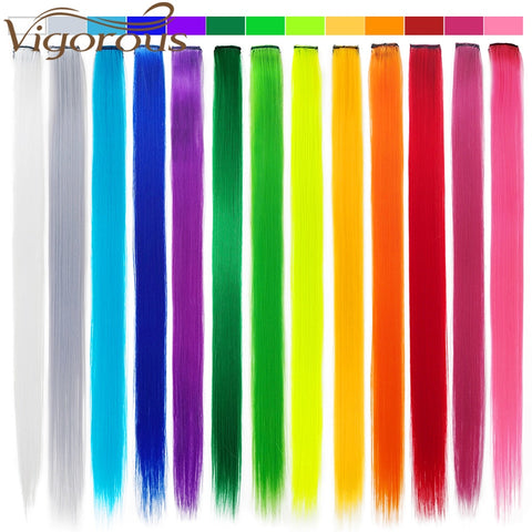 Vigorous 10pcs/Lot Single Clip In One Piece 20 Inch Two Tone Color Hair Synthetic Long Straight Hair Extensions