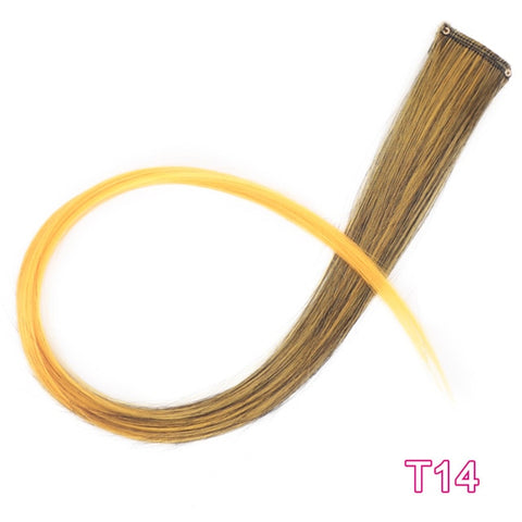 Vigorous 10pcs/Lot Single Clip In One Piece 20 Inch Two Tone Color Hair Synthetic Long Straight Hair Extensions