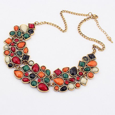 MINHIN New Popular 20 Colors Multicolor Big Pendant Clavicle Chain Necklace Women's Delicate Banquet Jewelry