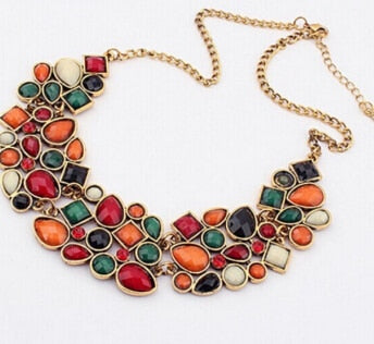 MINHIN New Popular 20 Colors Multicolor Big Pendant Clavicle Chain Necklace Women's Delicate Banquet Jewelry