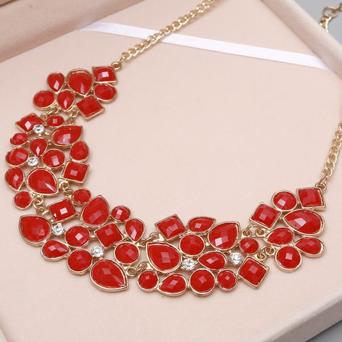 MINHIN New Popular 20 Colors Multicolor Big Pendant Clavicle Chain Necklace Women's Delicate Banquet Jewelry