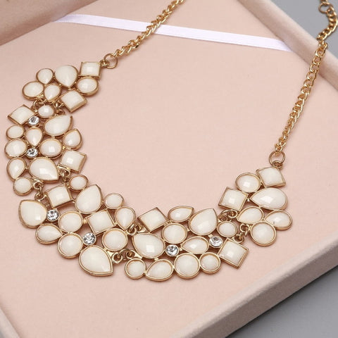 MINHIN New Popular 20 Colors Multicolor Big Pendant Clavicle Chain Necklace Women's Delicate Banquet Jewelry