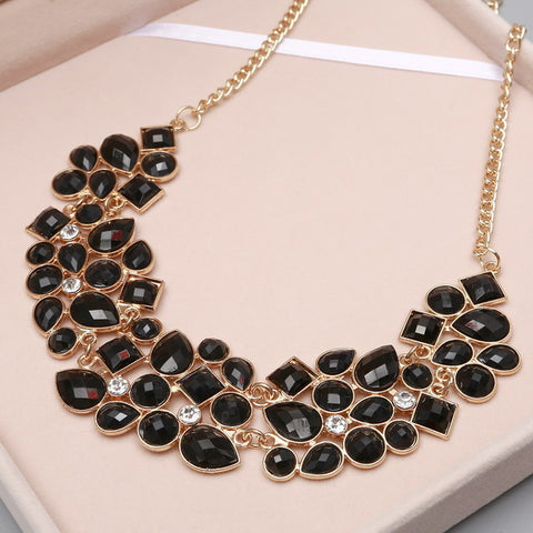 MINHIN New Popular 20 Colors Multicolor Big Pendant Clavicle Chain Necklace Women's Delicate Banquet Jewelry