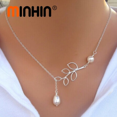 MINHIN New Popular 20 Colors Multicolor Big Pendant Clavicle Chain Necklace Women's Delicate Banquet Jewelry