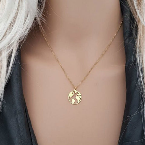 2019 new fashion pop jewelry bohemian simple geometric world map necklace female jewelry wholesale