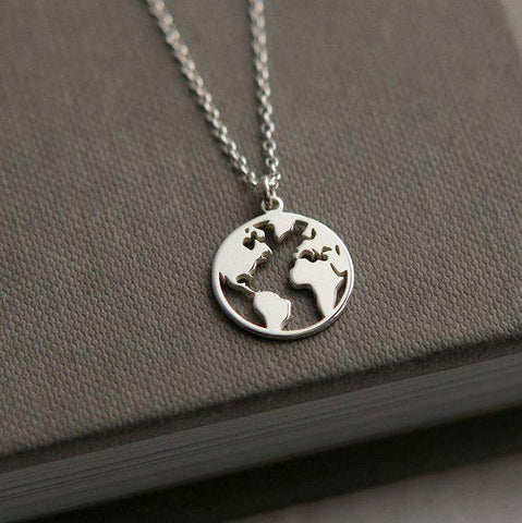 2019 new fashion pop jewelry bohemian simple geometric world map necklace female jewelry wholesale