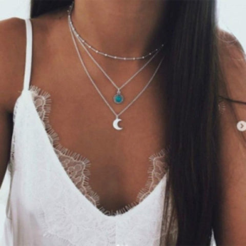 2019 new fashion pop jewelry bohemian simple geometric world map necklace female jewelry wholesale